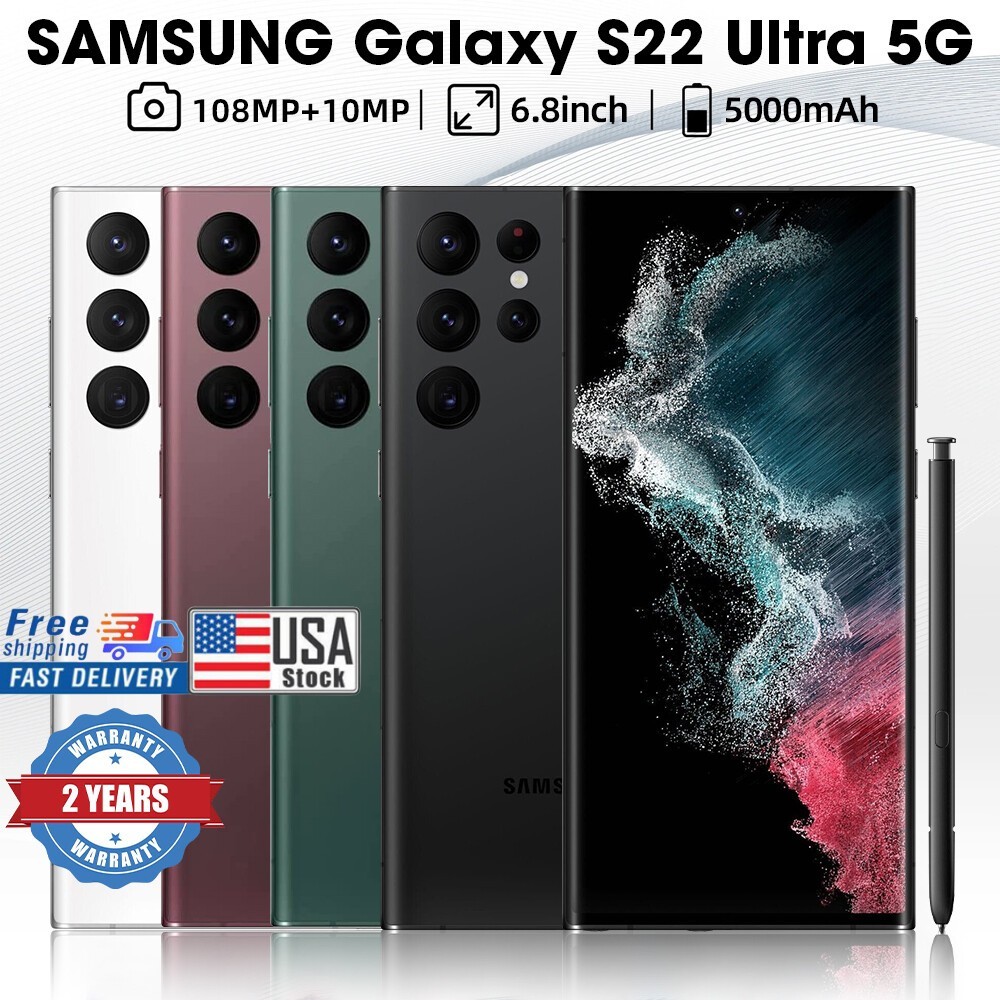 New Sealed Samsung Galaxy S22 Ultra 5G SM-S908U1 256GB Factory Unlocked US Stock