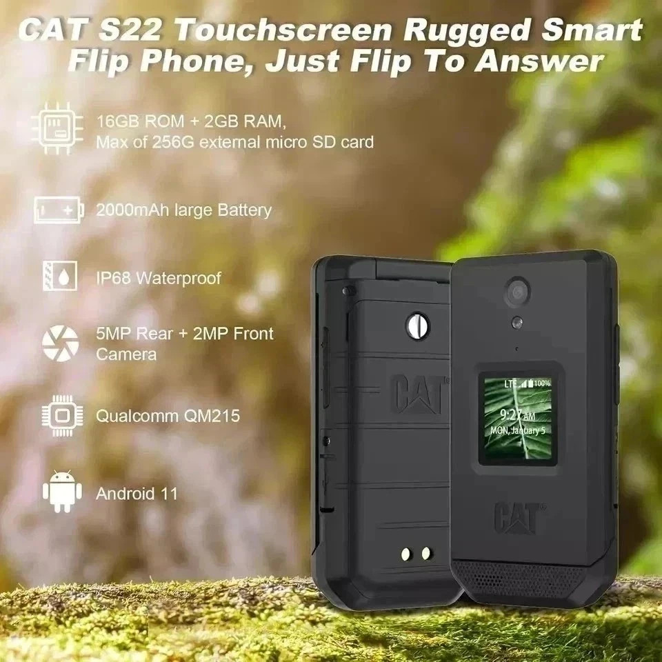 CAT S22 Rugged Flip Phone Unlocked (16GB) 2.8” Touchscreen Smart Cell Phone …
