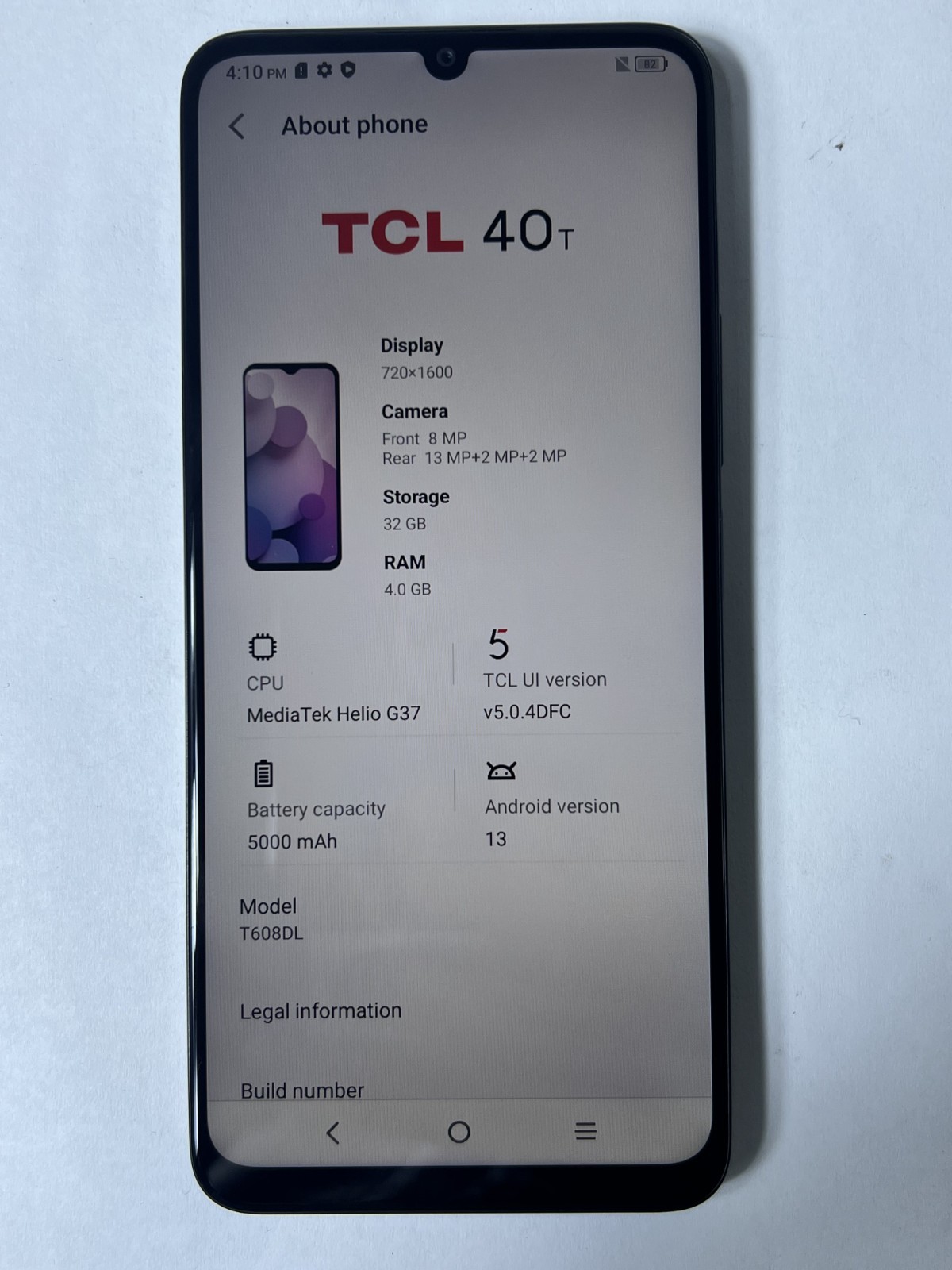 New TCL 40 T (T608DL) 32GB PrePaid Tracfone TFW StraightTalk Gray Smartphone HVD