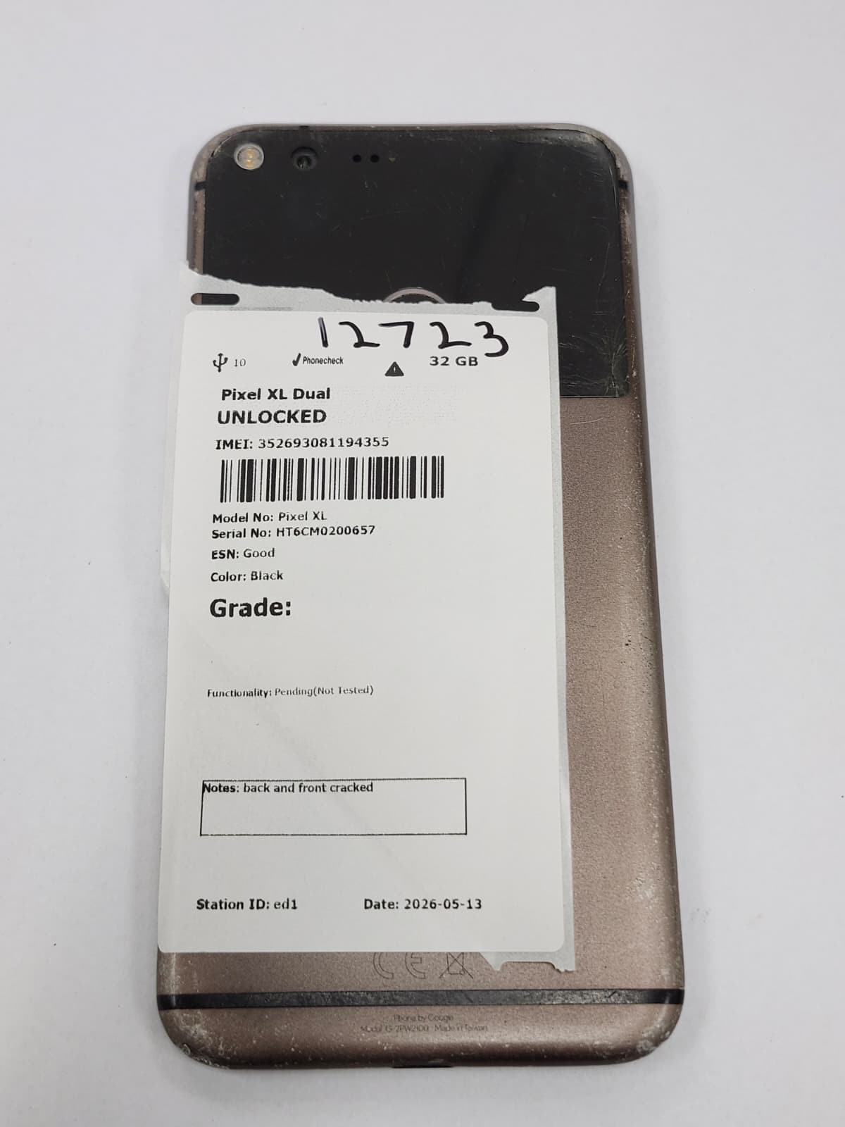 DEFECTIVE – Google Pixel XL – 32GB – Black – Unlocked – 12723