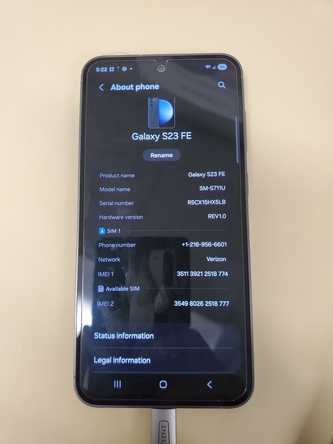 Samsung Galaxy S23 Fe 128GB Black SM-S711U (Verizon)