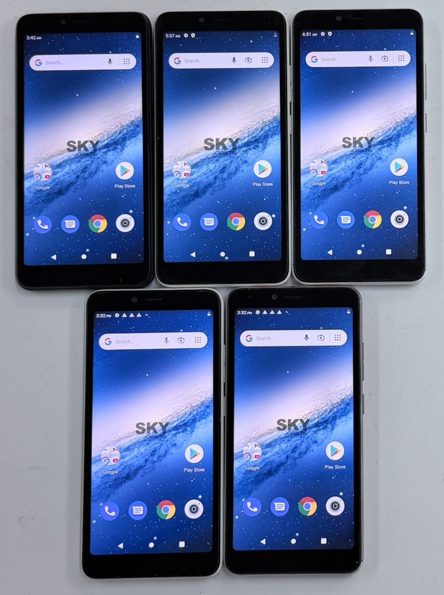 LOT OF 5 x UNLOCKED SKY Devices Elite C55 4G LTE Dual SIM Android Smart Phones