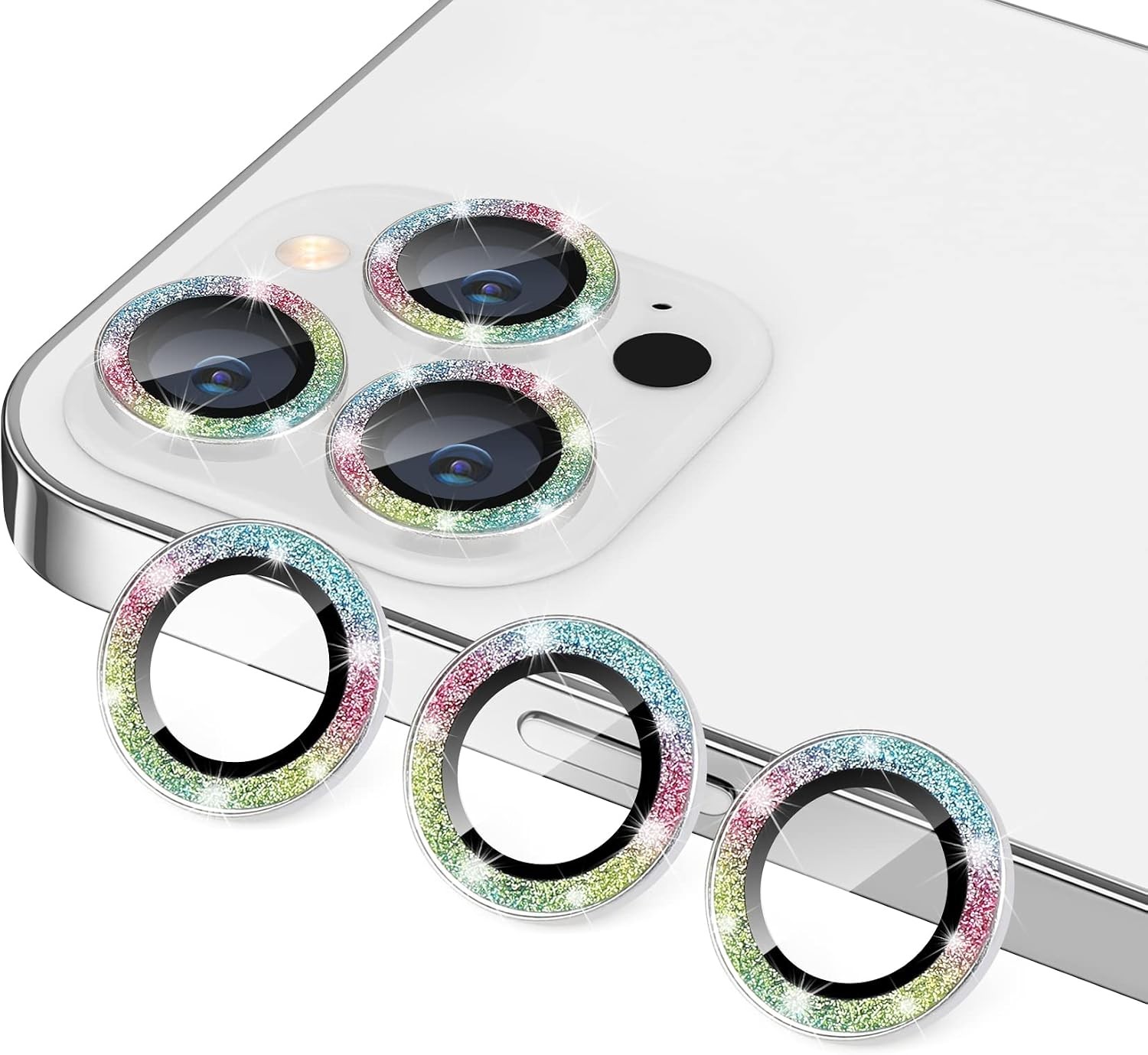 9H Tempered Glass Camera Lens Protector for iPhone 12 Pro Max – 3Pcs Glitter