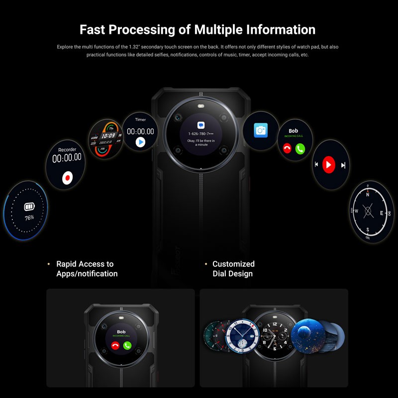 FOSSiBOT F109S 4G Android 15 Rugged Phone Dual Screen Waterproof Mobile 10600mAh