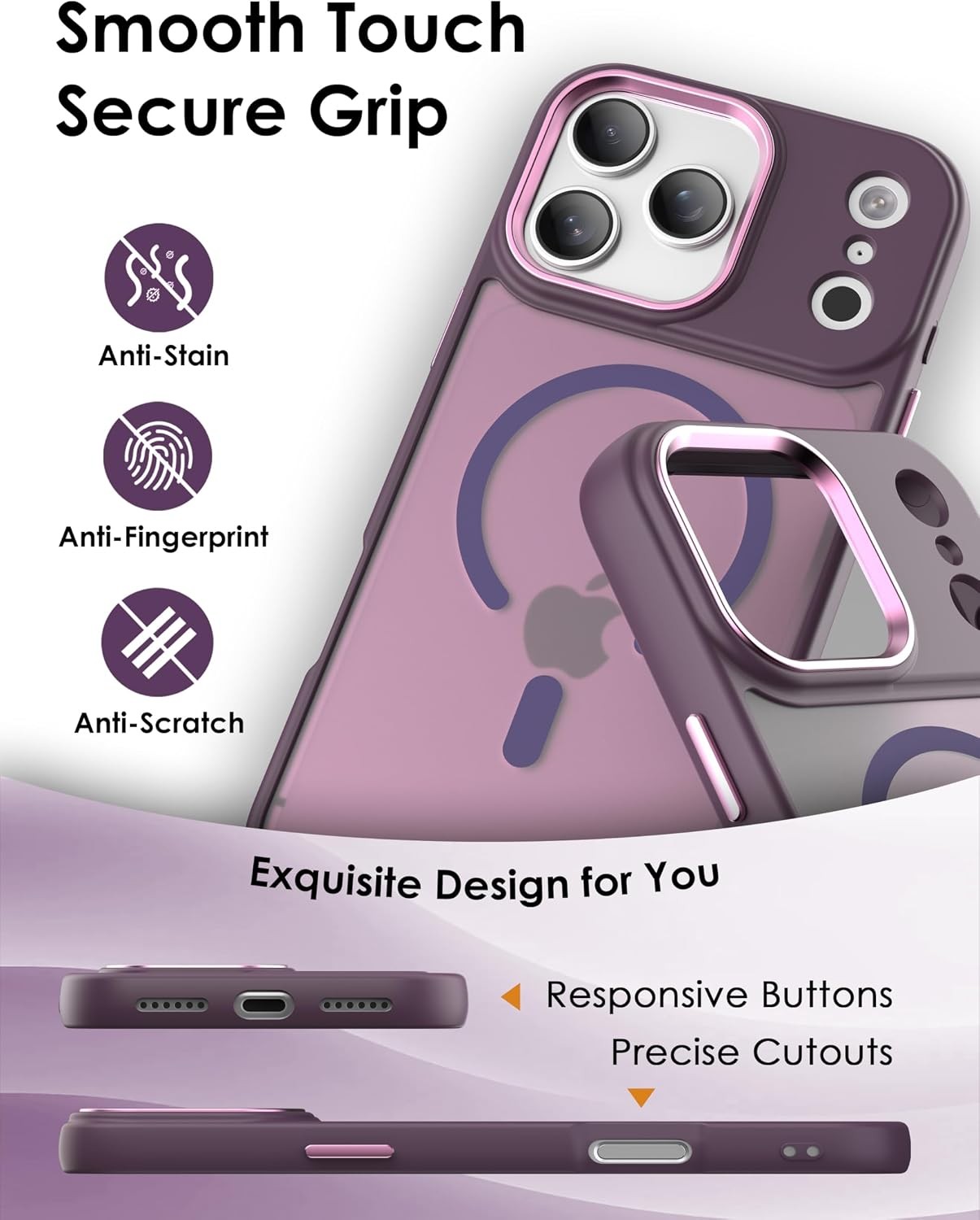 Magnetic Case for iPhone 13 Pro Max – Translucent Matte Slim Thin Shockproof Cov