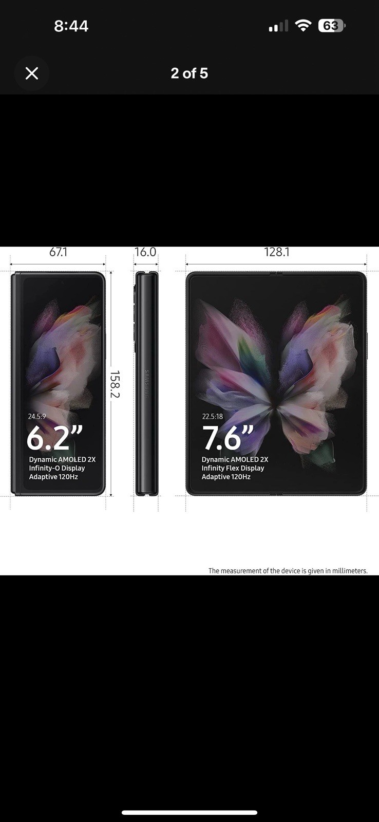 Samsung Galaxy Z Fold3 Foldable Smartphone Black Dual Screen 7.6″ & 6.2″