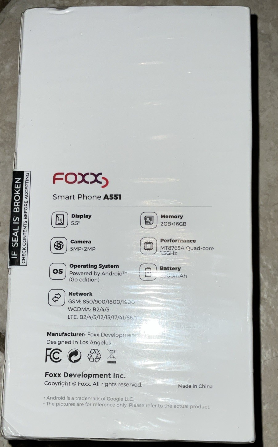 NEW Foxx A56 SMART PHONE Black Android Phone- Unlocked For Any Carrier