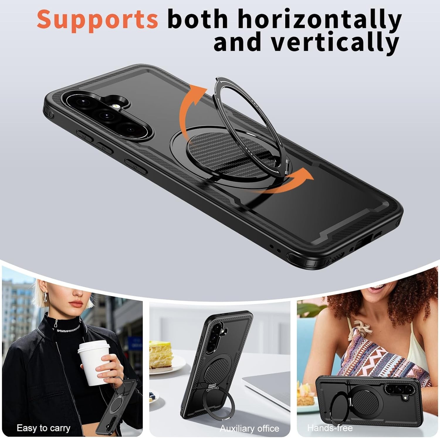 Phone Case for Samsung Galaxy A05s/A05 with Tempered Glass Screen Protector Blac