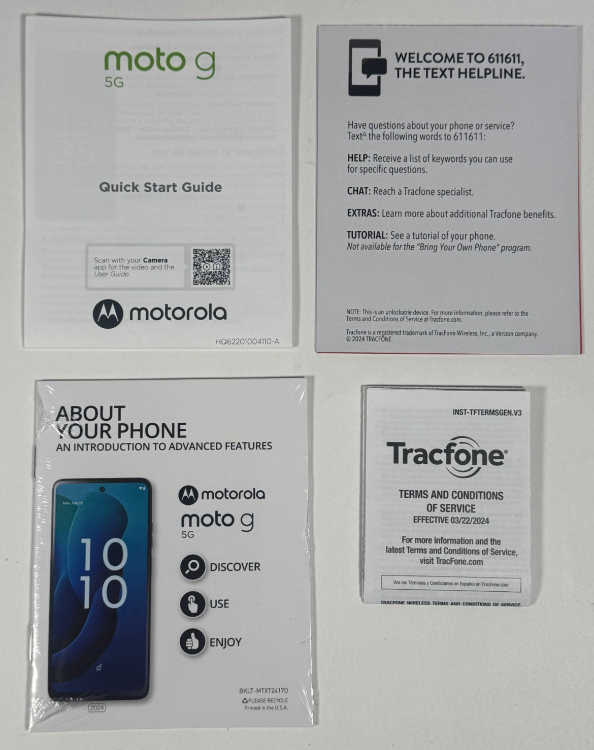 Tracfone Motorola Moto G 5G 2024 128GB XT2417D 6.6″ (Carrier Locked) – OPEN BOX