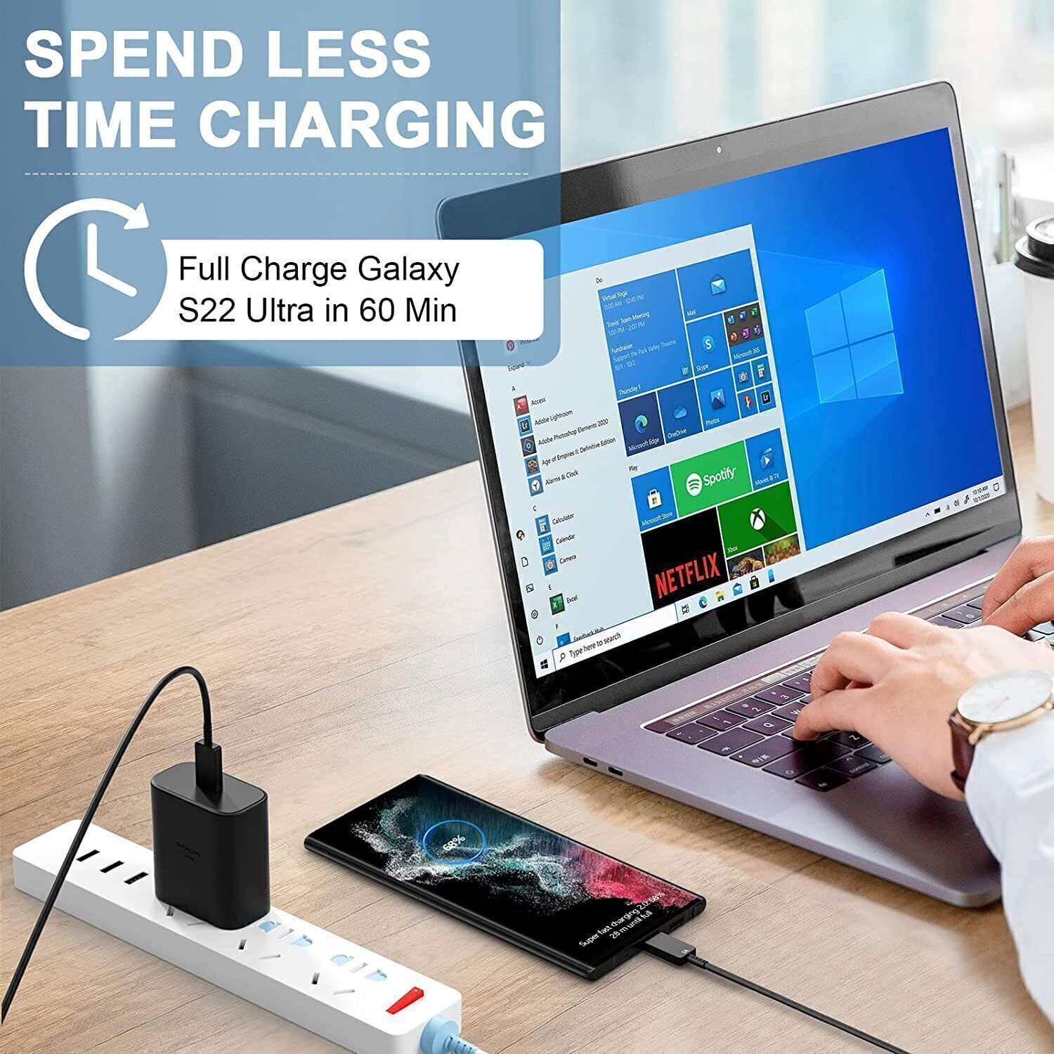 Universal 45W Fast Charger Wall Adapter Type-C Cable for Samsung Galaxy S23 S22