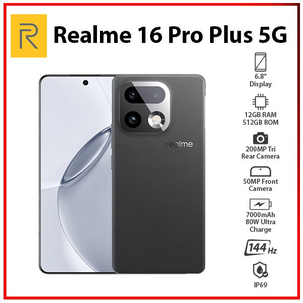 Realme 16 Pro+ Plus 5G 12GB+512GB GREY Dual SIM Global Ver. Android Cell Phone