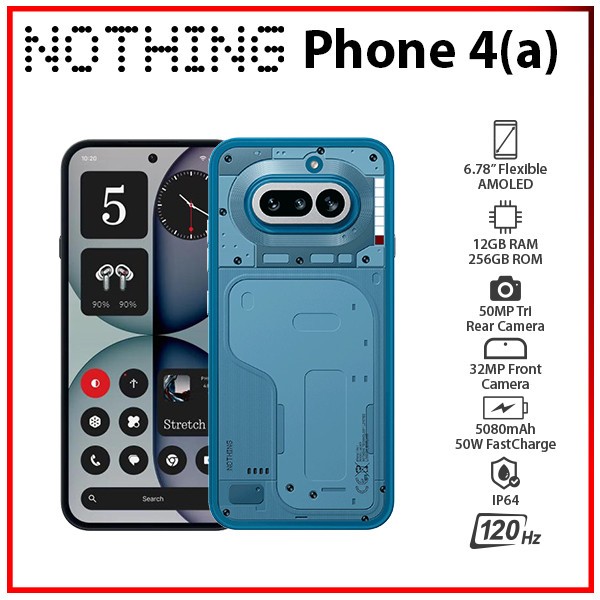 (New) Nothing Phone 4(a) BLUE 12GB+256GB Dual SIM Unlocked Android Cell Phone