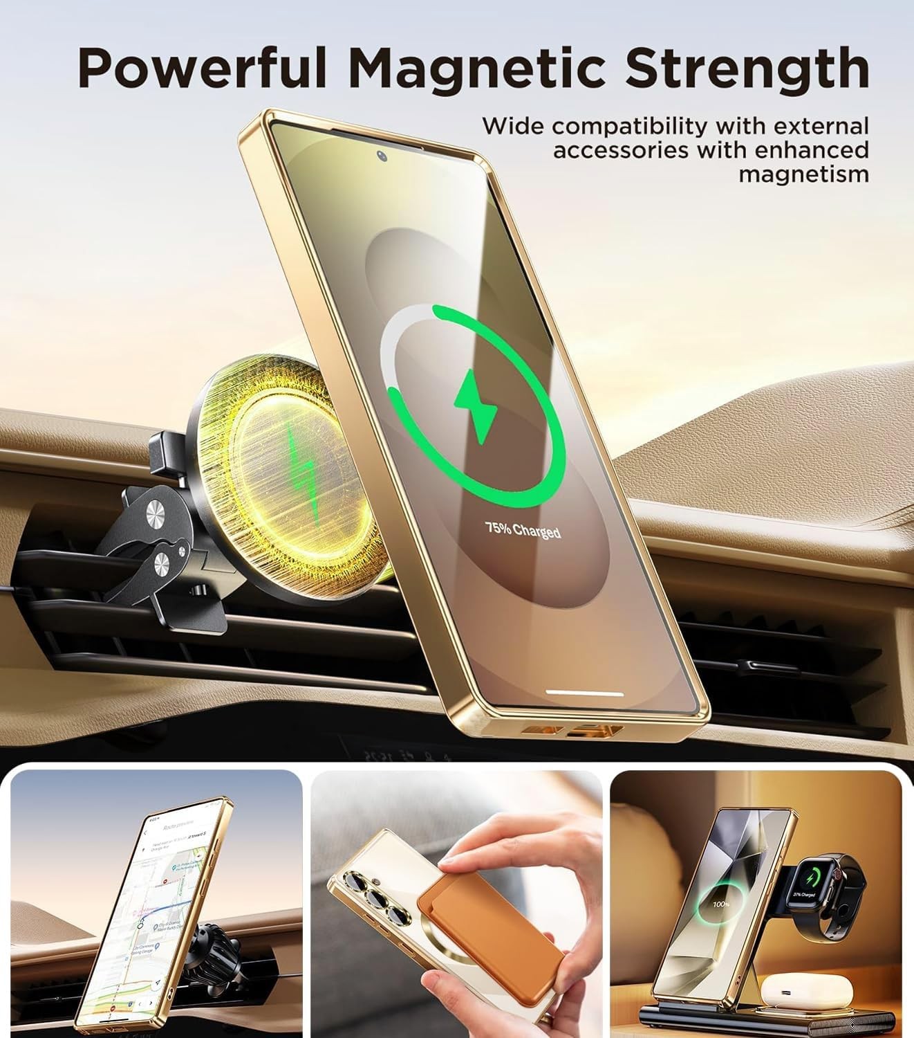 For Samsung Galaxy S26 Plus Magnetic Glossy Clear Case w/ 2x Screen Protector