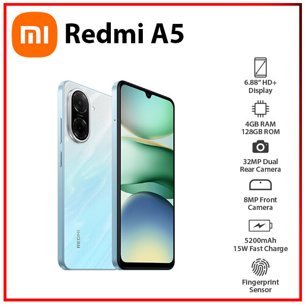 (New) Xiaomi Redmi A5 4GB+128GB BLUE Dual SIM Unlocked Android Cell Phone