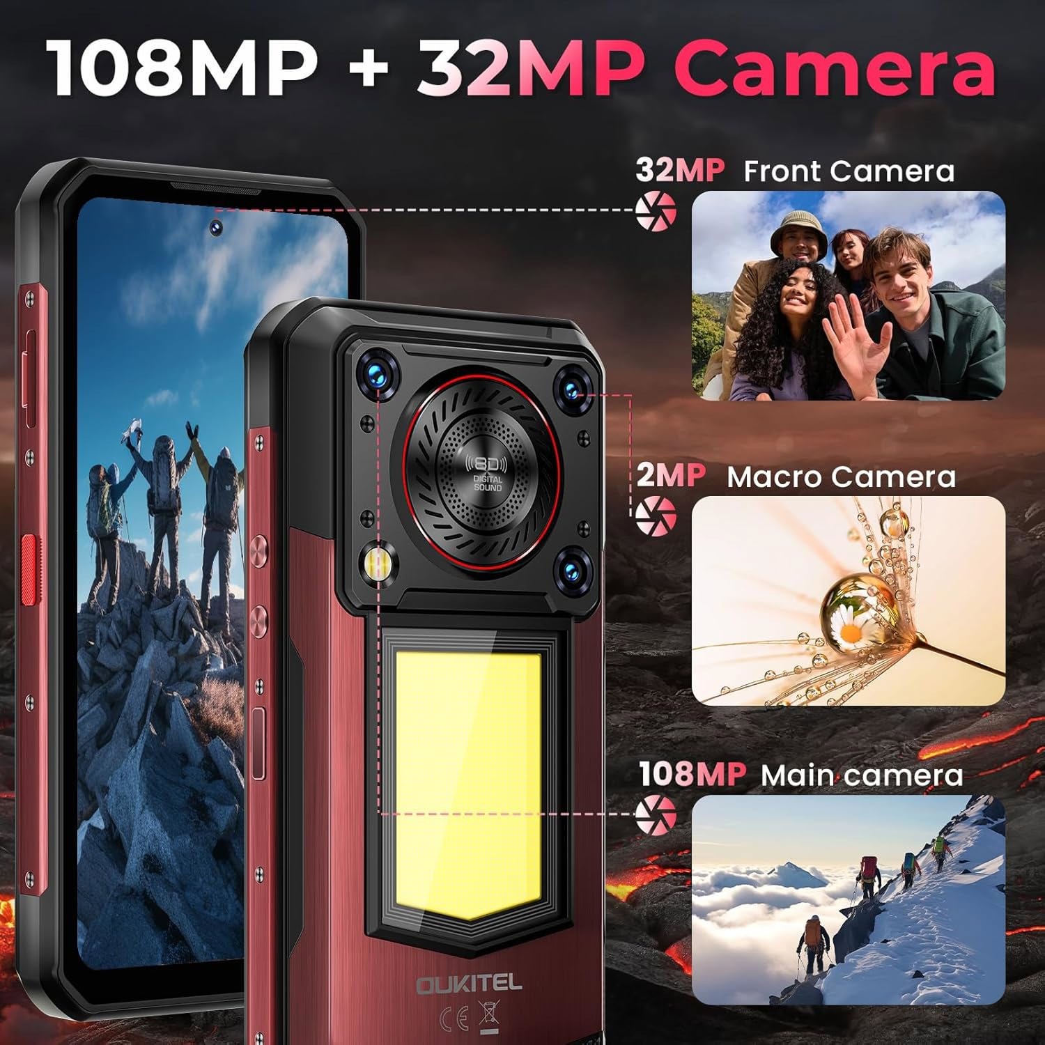 OUKITEL WP56 Rugged Smartphone 16000mAh Battery 36B+512GB 6.8″ FHD+ IP68/IP69K