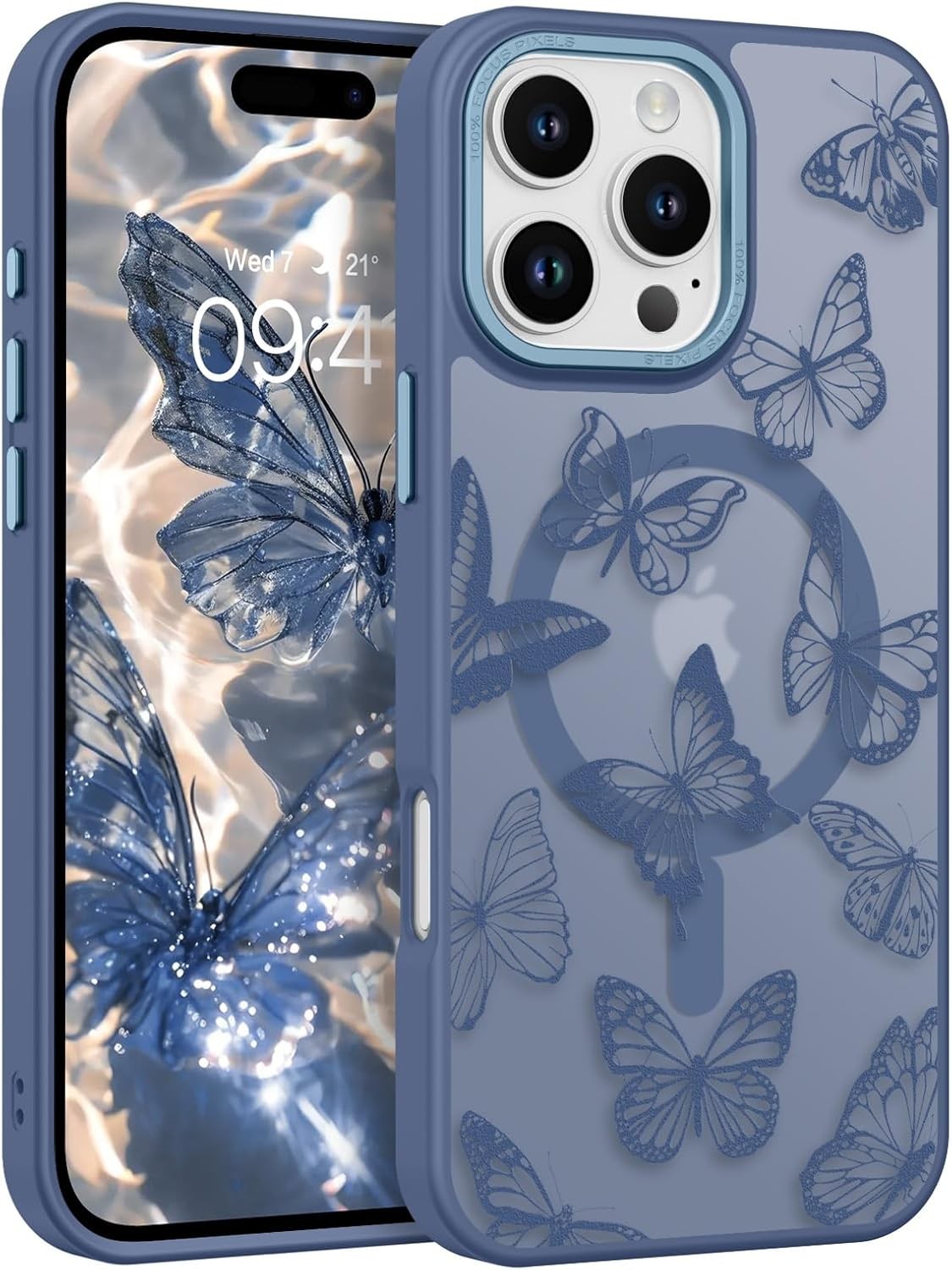 Translucent Matte Slim Protective Case for iPhone 16 Pro Max, Cute Butterfly Des