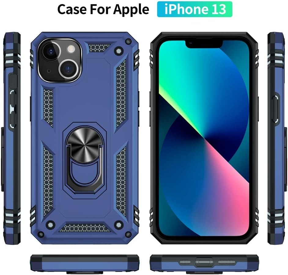 iPhone 13 Case, Ring Shockproof Protective Phone Case for iPhone 13, Blue
