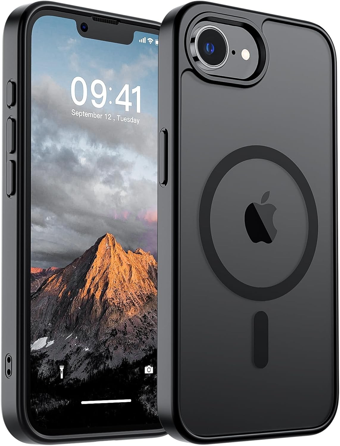 Slim Translucent Matte Shockproof Magnetic Case for iPhone 17e/16e, Black