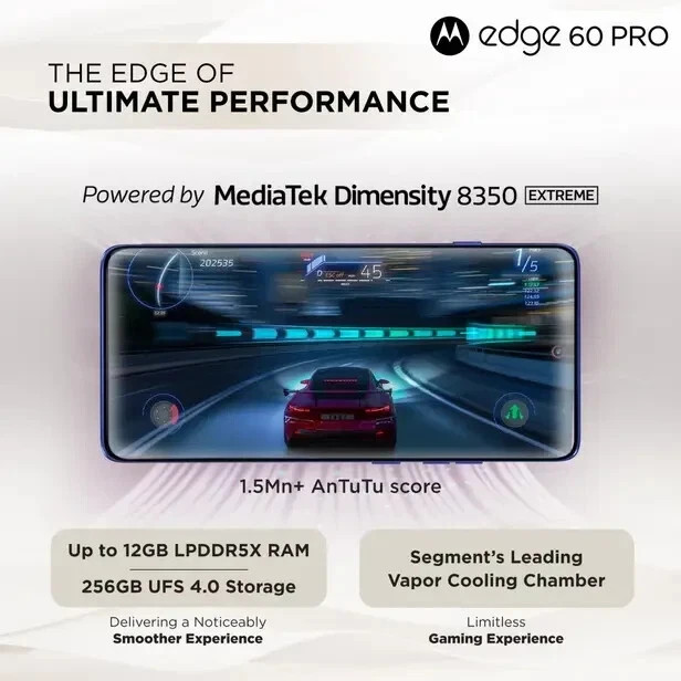 MOTOROLA Moto Edge 60 Pro 5G-Factory Unlocked Dual SIM-8GB 256GB-Dazzling Blue