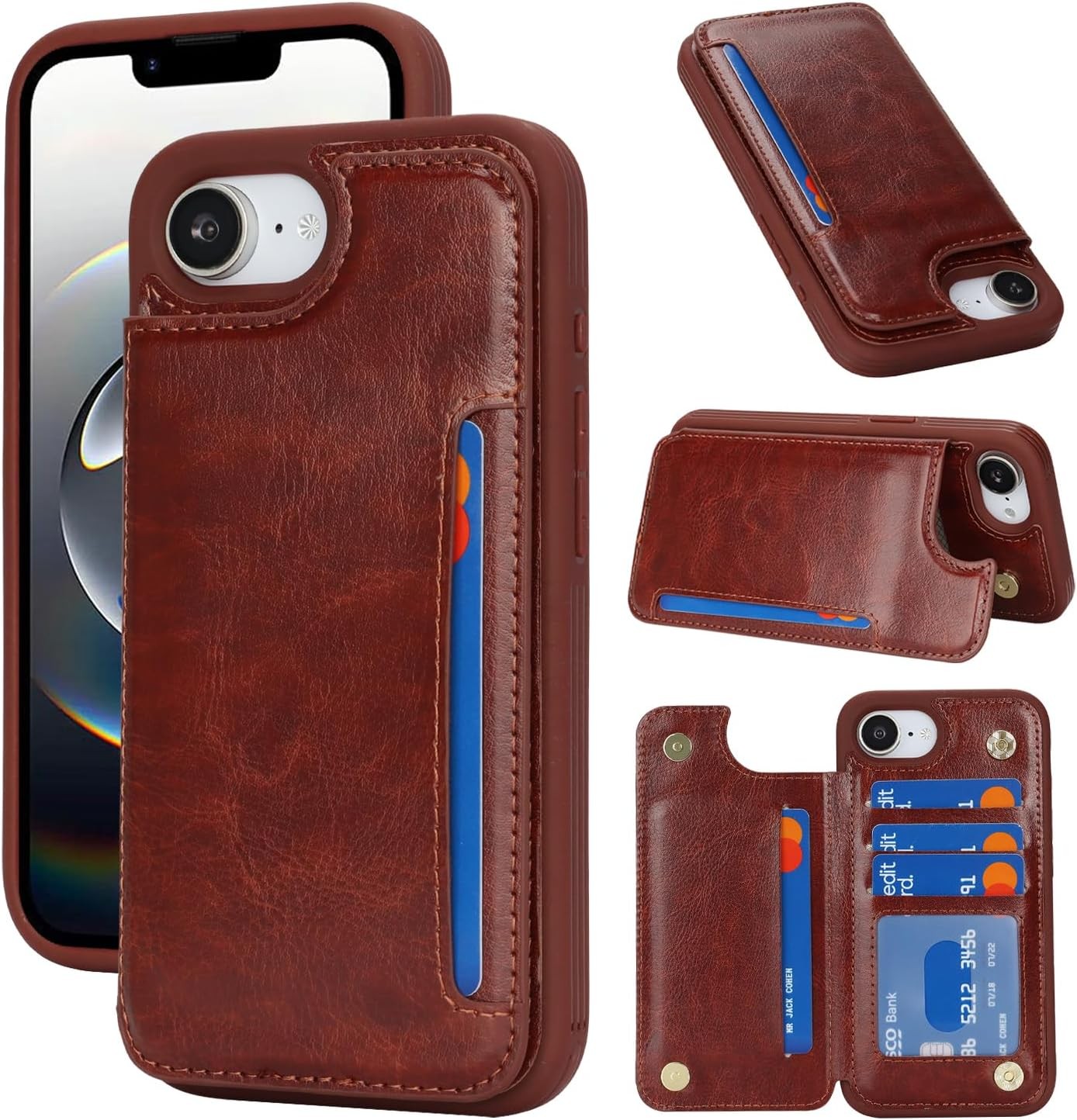 iPhone 17e/16e Wallet Phone Case with Card Holder for Women Men, RFID Blocking