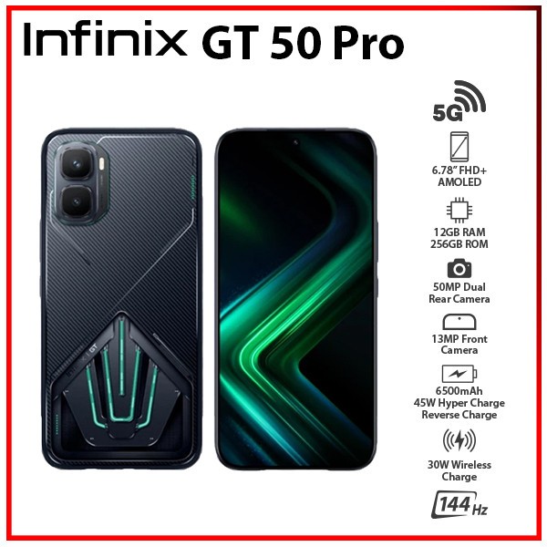 Infinix GT 50 Pro 5G BLACK 12GB+256GB Dual SIM Unlocked Android Cell Phone