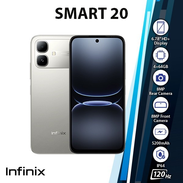 (New) Infinix Smart 20 Android Cell Phone (4GB+64GB/TITANIUM/Dual SIM/Unlocked)