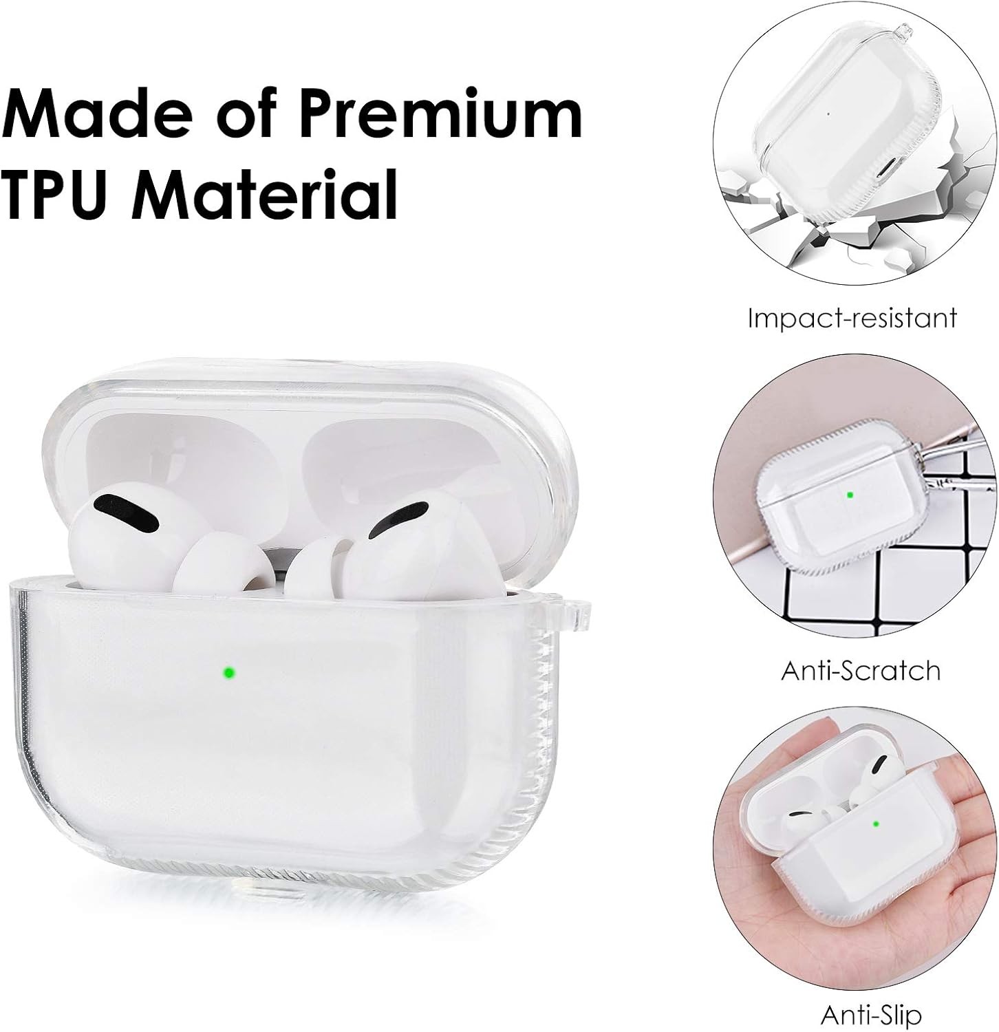 Soft Clear Shockproof Case for AirPods Pro 1st/2nd Generation with Keychain
