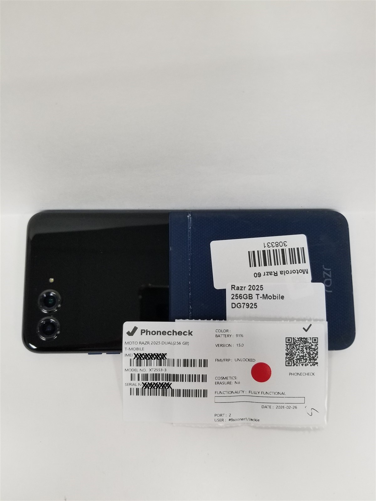Motorola Razr 2025 256GB Blue XT2553-3 (T-Mobile) Fully Functional DG7925