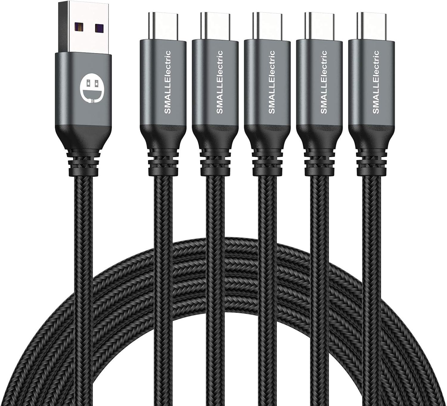 6ft 5-Pack USB Type-C Cable 3A Fast Charger for Samsung S10 & iPhone 17/16