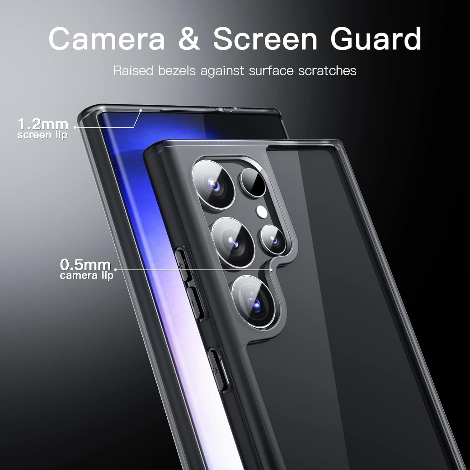 Shockproof Protective Case for Samsung Galaxy S23 Ultra 5G 6.8-Inch, Black Bumpe