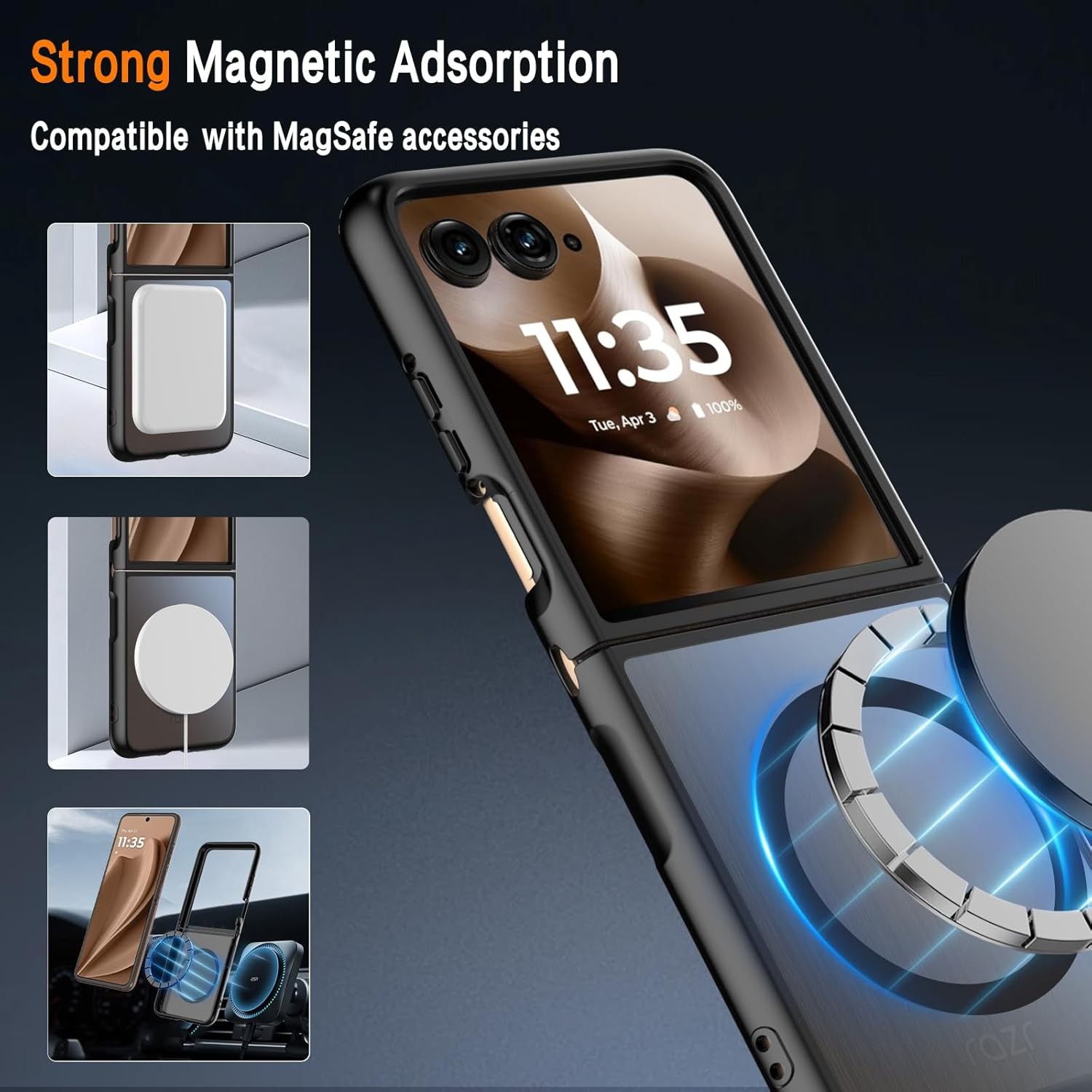 Magnetic for Motorola Razr+ Plus 2025/2024 Case, Shockproof Thin Protective Cove