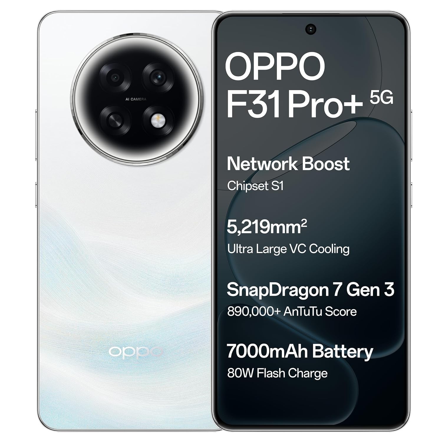 Oppo F31 Pro+ 5G (White 8GB 256GB ) Dimensity 7300 Processor Global Version.