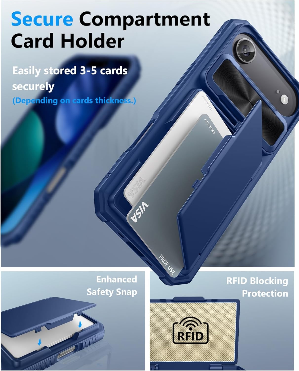 iPhone Air Wallet Case, Built-in Card Holder & Slide Camera Cover, RFID Blocking