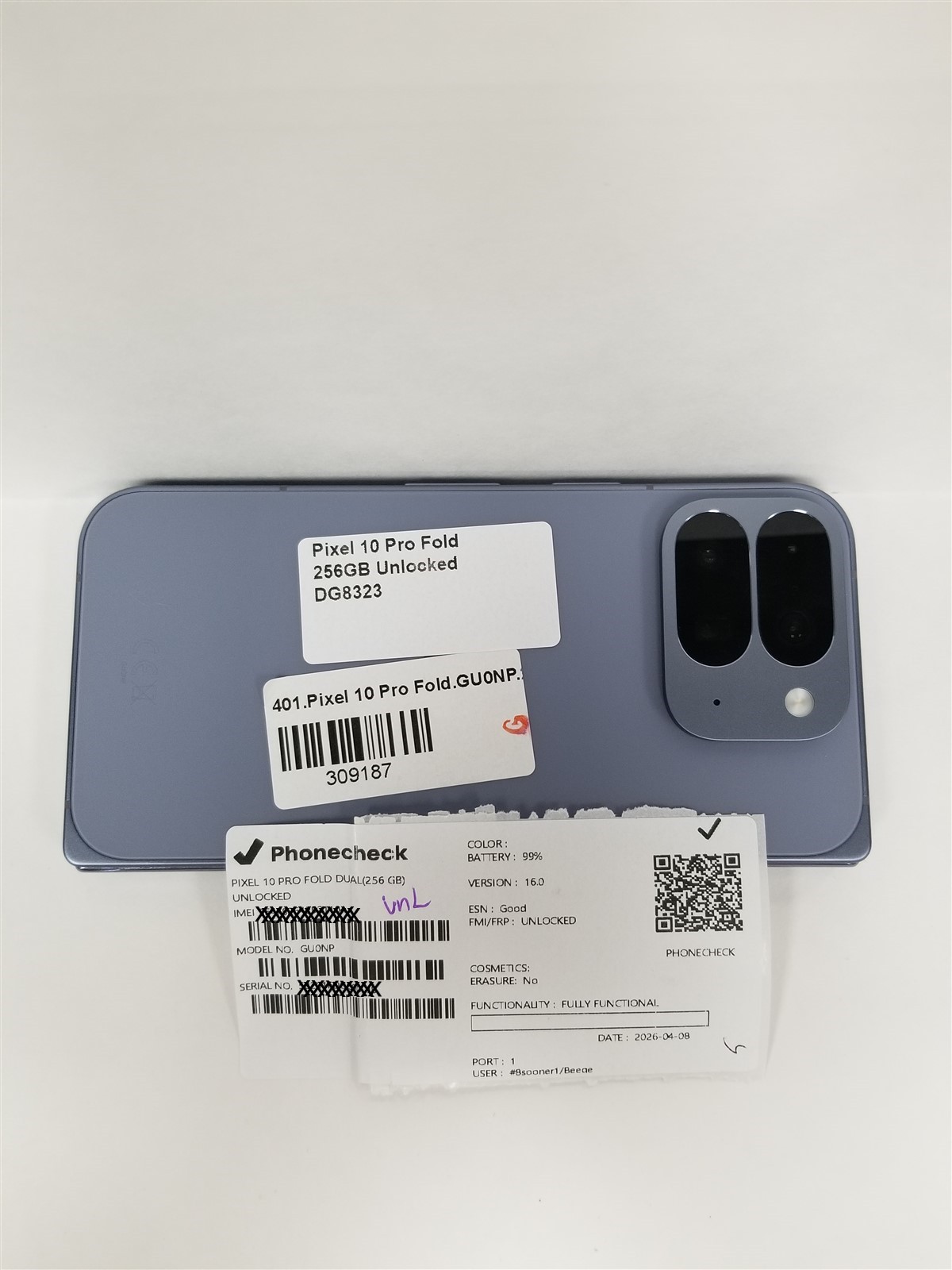 Google Pixel 10 Pro Fold 256GB Moonstone GU0NP Unlocked Fully Functional DG8323