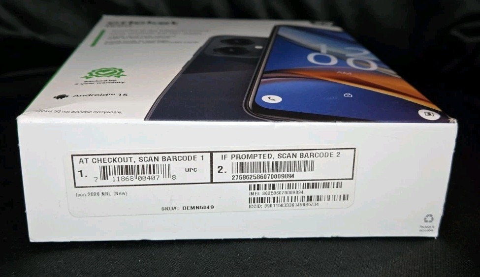 Cricket Wireless Icon 2026 64GB, 4GB RAM (Prepaid) Steel Gray – Brand New Sealed