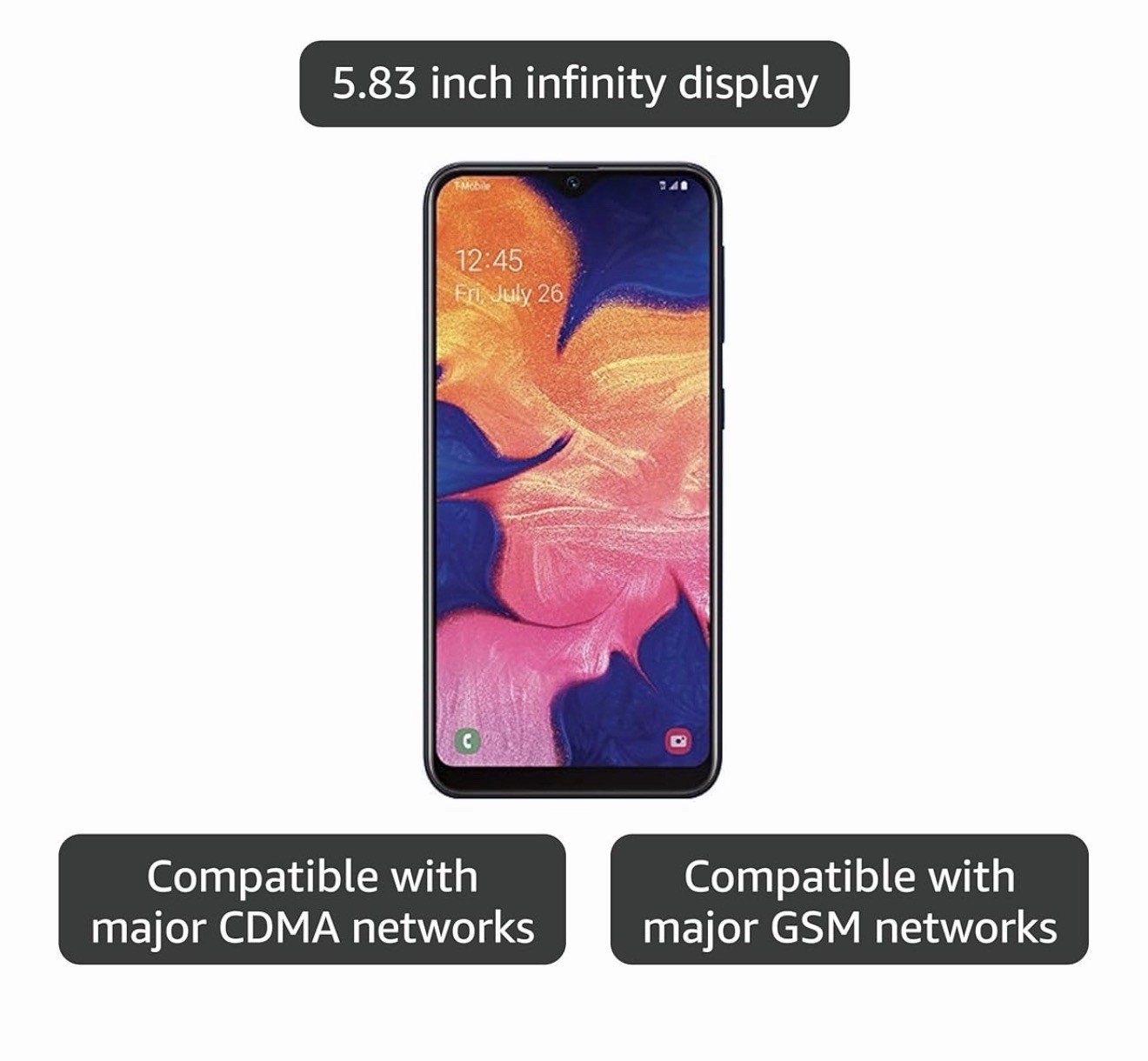 Samsung Galaxy A10e – Unlocked Smartphone with Long-Lasting Battery