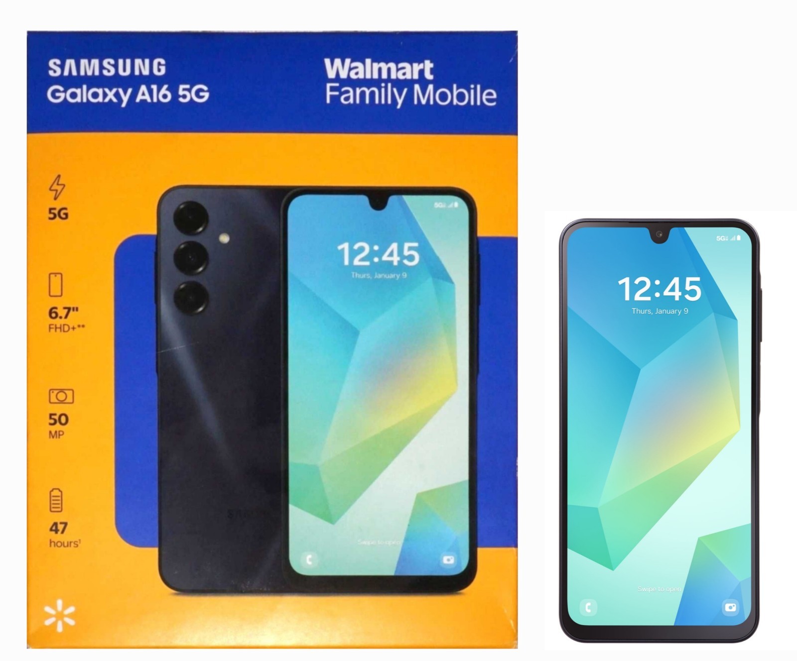Family Mobile Samsung Galaxy A16 (5G) 128GB, Black Prepaid Phone, Locked to FM🆕