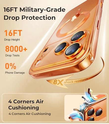 Cosmic Orange iPhone 17 Pro Max Case with Screen Protector & Camera Protection