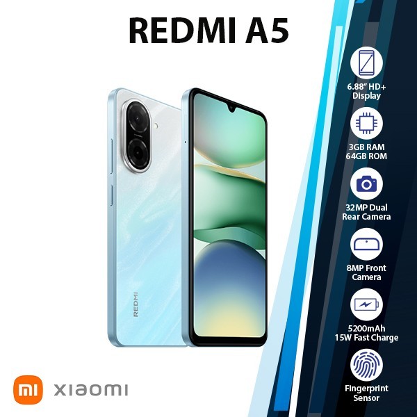 Xiaomi Redmi A5 Android Cell Phone (3GB+64GB/BLUE/Dual SIM/Unlocked/NEW)