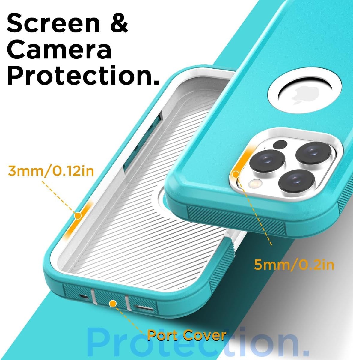 Rugged Heavy Duty Shockproof Case for iPhone 16 Pro Max, Full Body Protection Mi