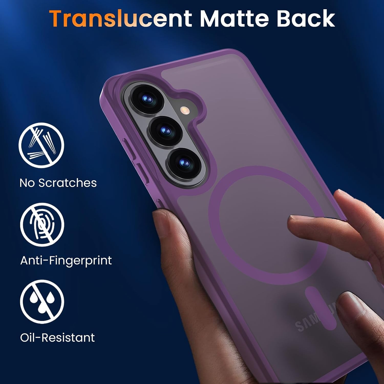 Dark Purple Slim Magnetic Matte Case for Samsung Galaxy S26+ Plus 6.7-Inch