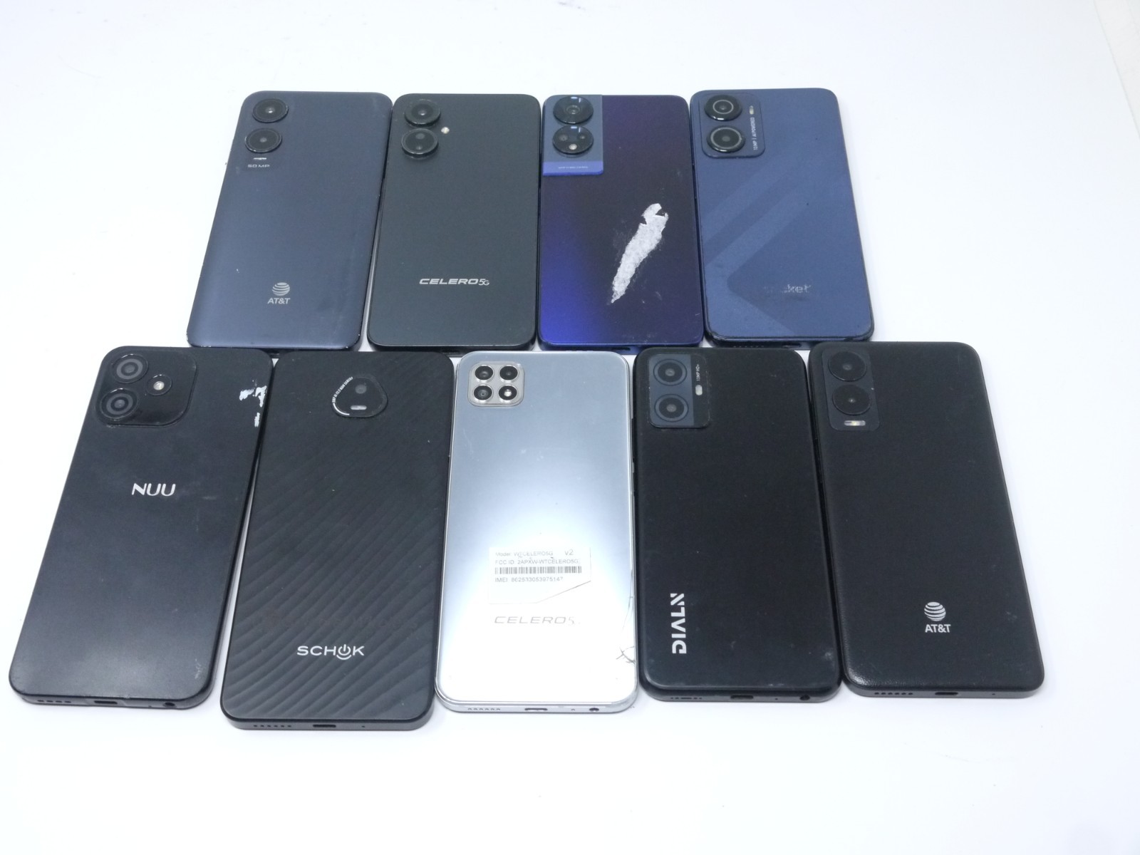 Lot of 9 Modern Smartphones For Parts & Cracked – Celero 5G / Magic 2 5G / 50XE
