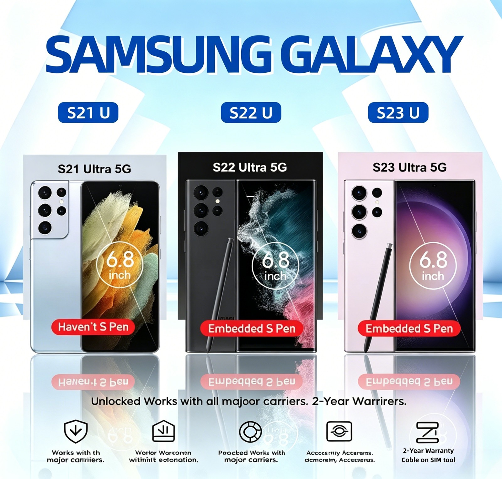 NEW SEALED SAMSUNG GALAXY S23 ULTRA 5G /S22 ULTRA Factory Unlocked Smartphones