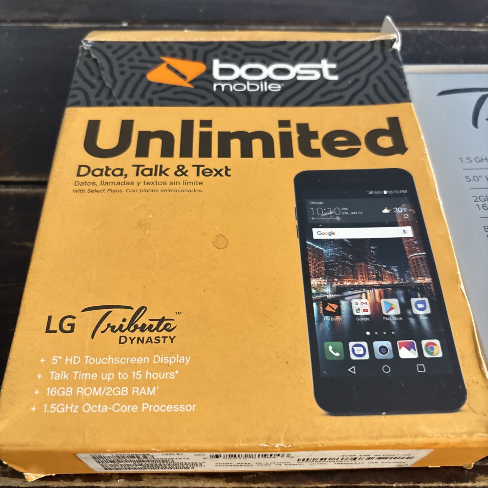 LG Tribute Dynasty Black/Silver 16GB Boost Mobile 4G LTE Prepaid New Not Tested