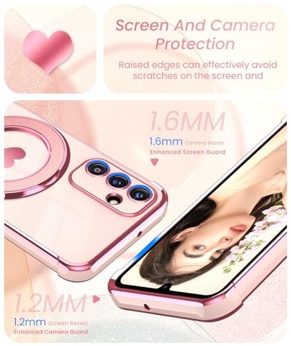 Samsung Galaxy A17 5G Love Heart Kickstand Case 2X Screen Protector, Gold Edge