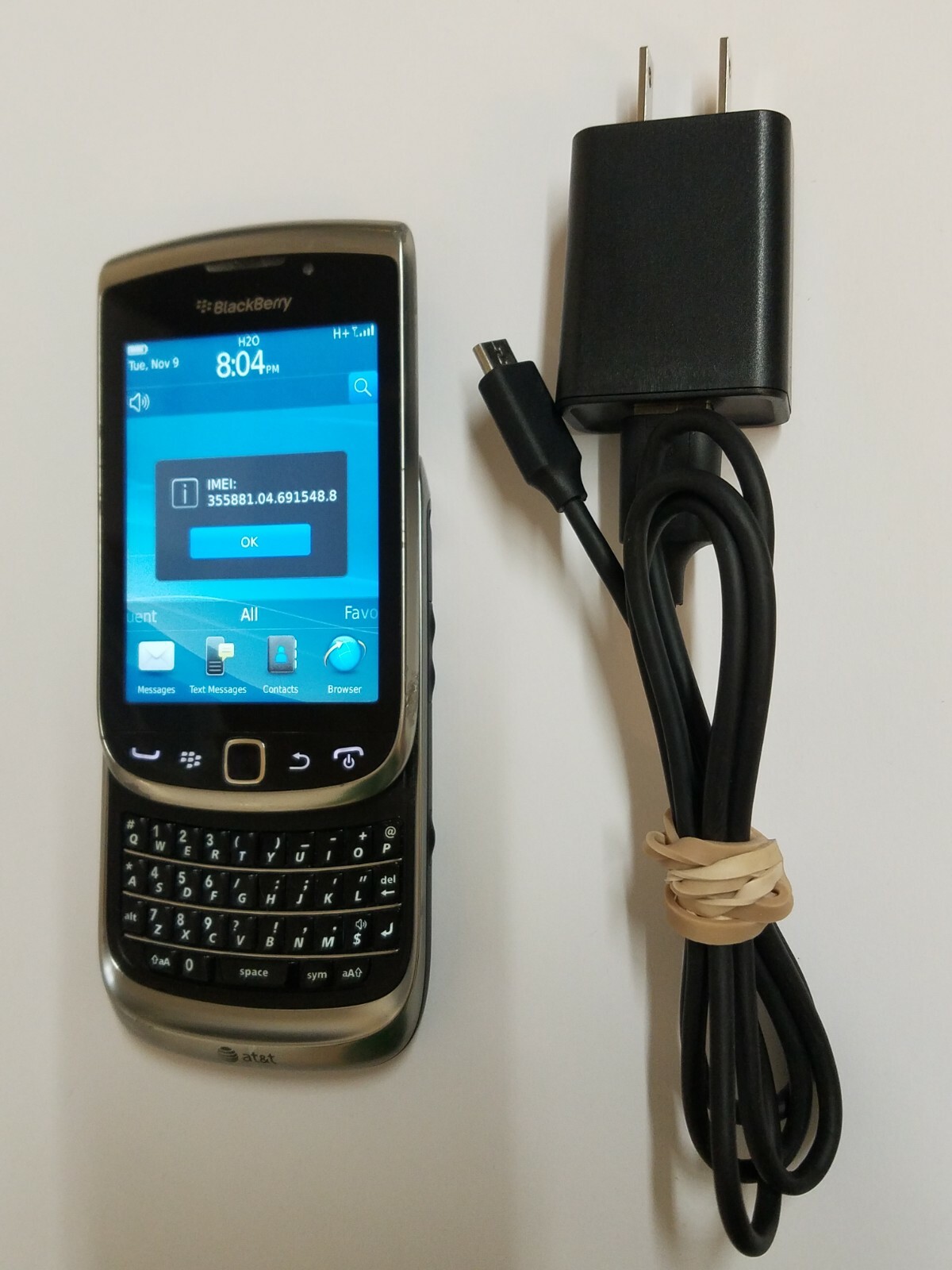 Rare Att Prepaid Cricket Wireless H20 Blackberry Messenger Torch 9810 4G Phone