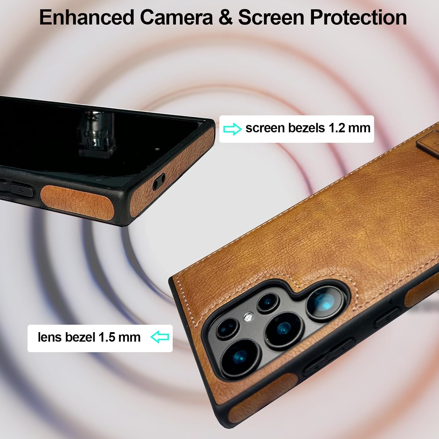 Leather Case with Stand for Samsung Galaxy S23 Ultra, Slim Shockproof Cover, Bro