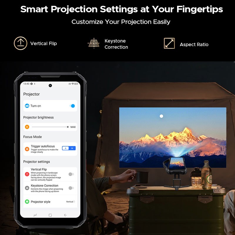 DOOGEE V MAX PLAY 5G 4G Projector Rugged Phone Android 15 NFC Mobile Waterproof