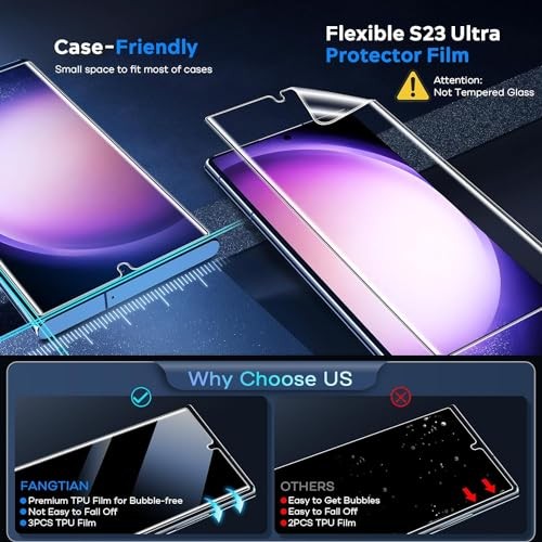 3+3 Pack Replacement TPU Screen Protector For Galaxy S23 Ultra & S22 Ultra 6.8in