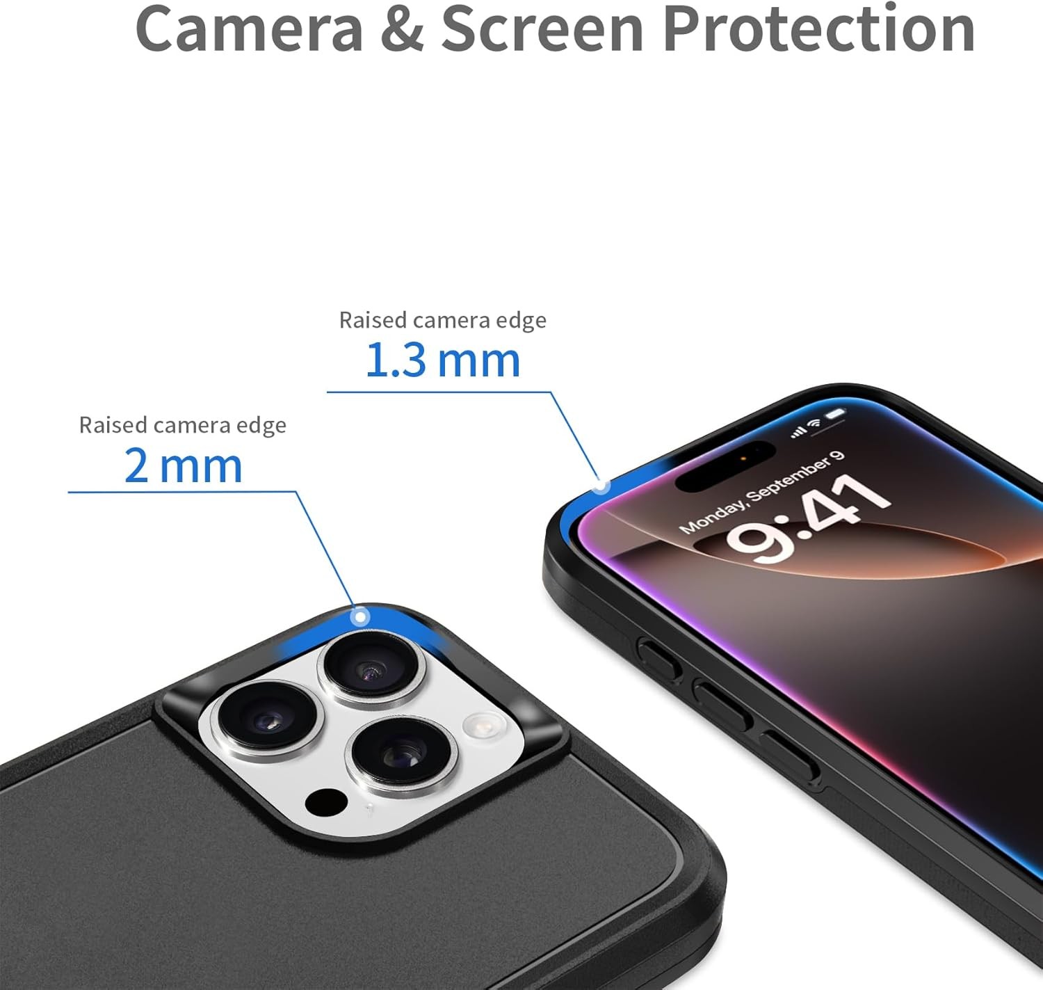 iPhone 16 Pro Max Case Black, Heavy Duty Protection Shockproof Anti-Scratch Cove